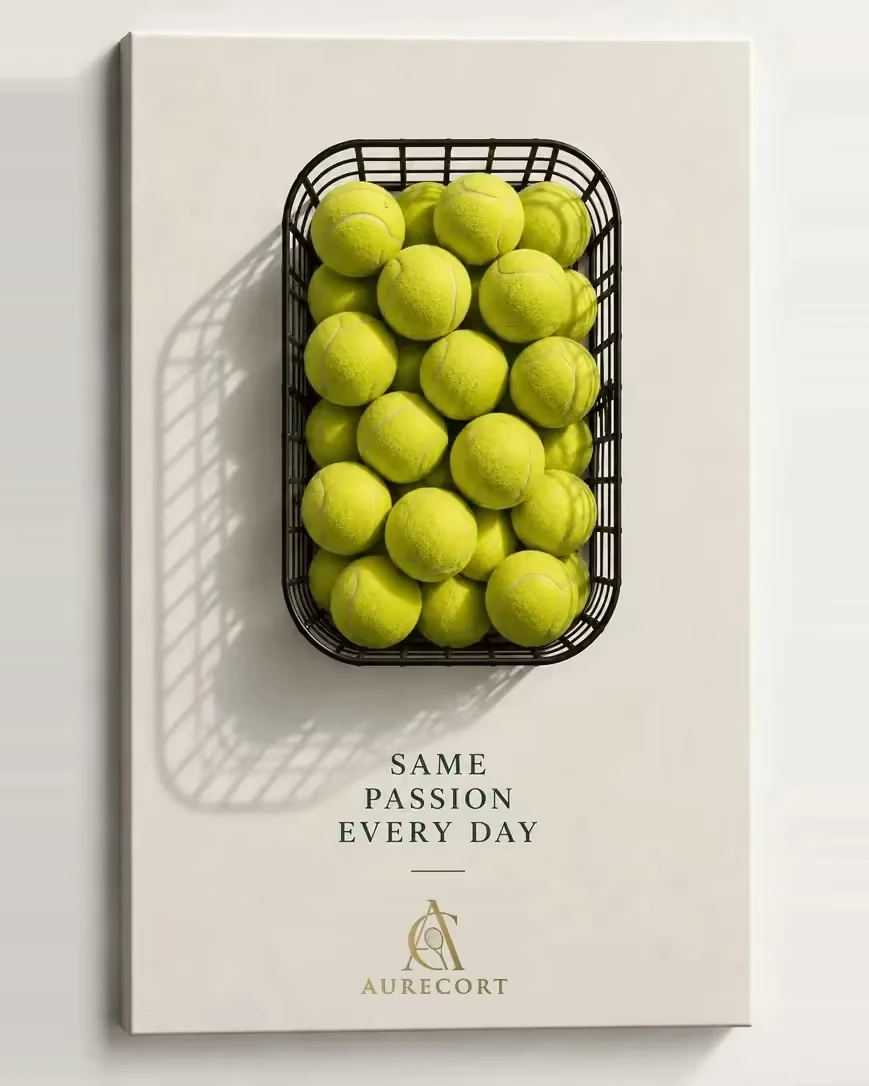 Same Passion Every Day: tel sepette tenis toplarını gösteren kanvas tablo
